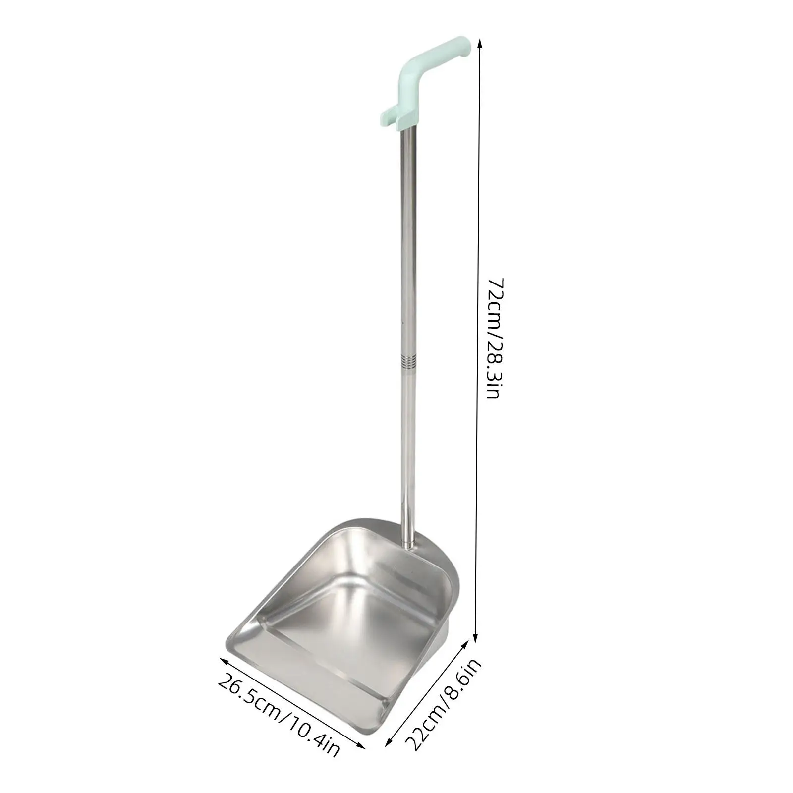 Household Dustpan Stainless Steel Long Handle Detachable Upright Dustpan Heavy Duty Garbage Scoop for Home Kitchen Office