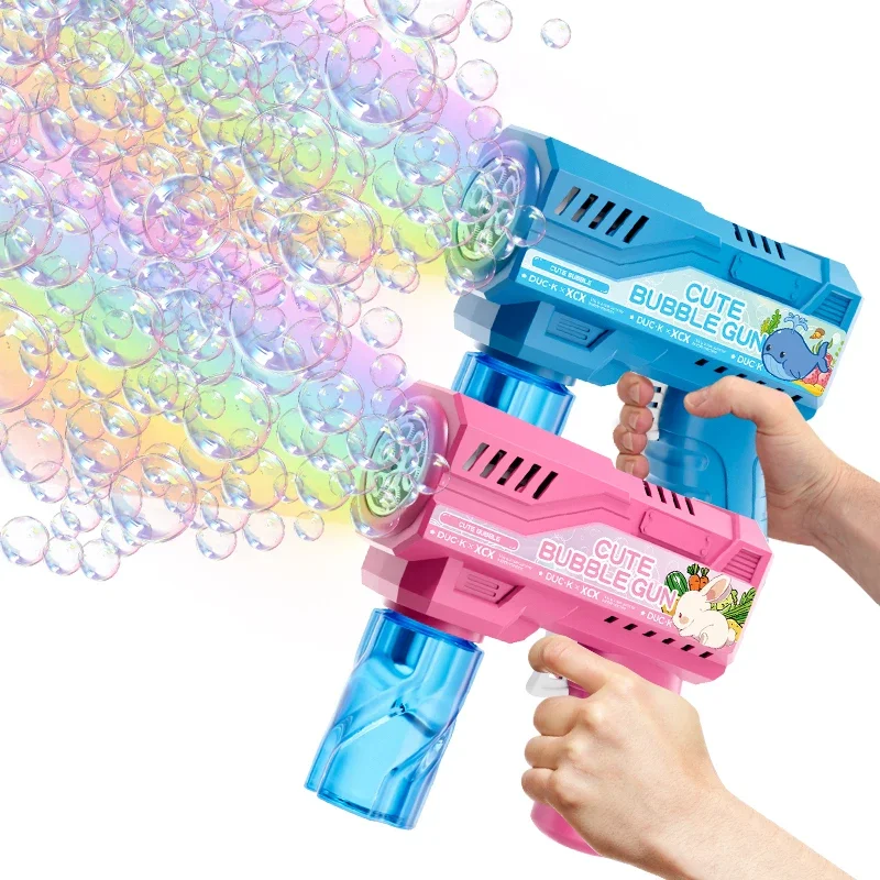 6 หลุมเด็กกลางแจ้ง Bubble ของเล่น 6 หลุมมือถือ Bubble Gun กิจกรรมกลางแจ้งของขวัญวันเกิดไม่มีแบตเตอรี่ Bubble Water