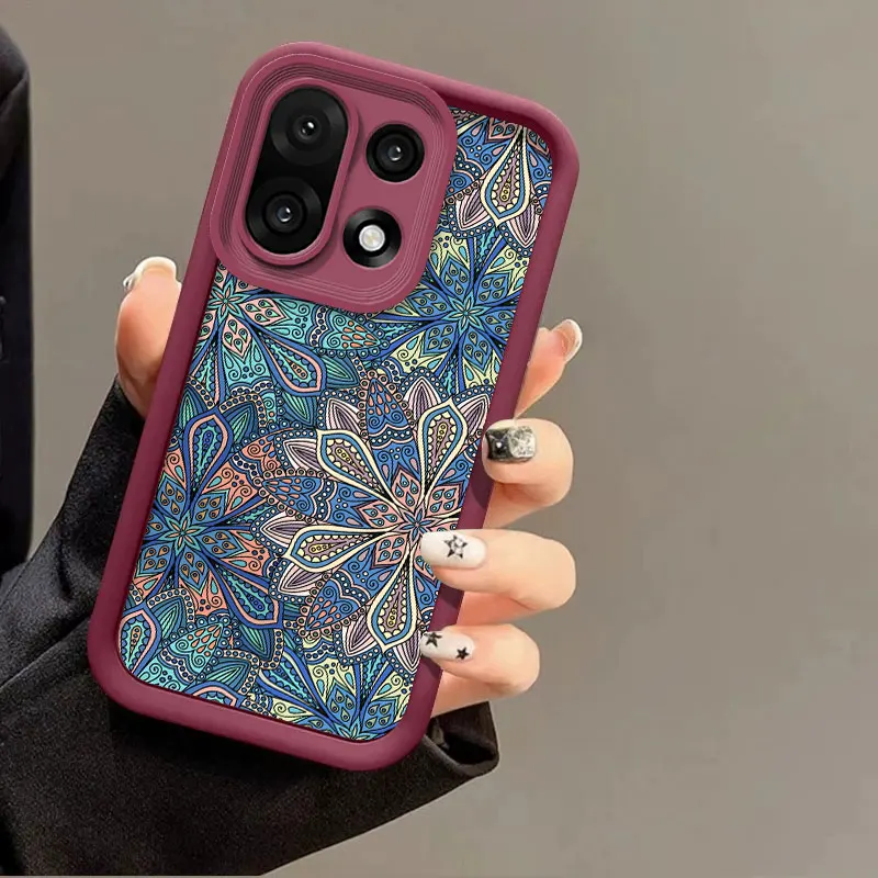 Capa de silicone flexível para oneplus 15 5g capa protetora shockrpoof flores padrão capa funda