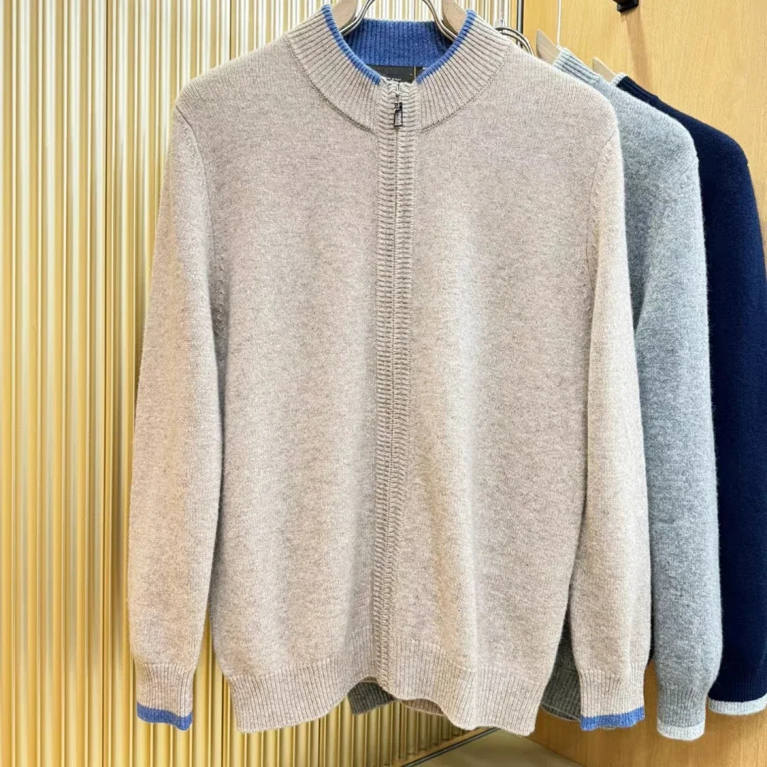 

Italian LP Casual Men's Warm Stand-Up Collar Wool Cardigan Sweater