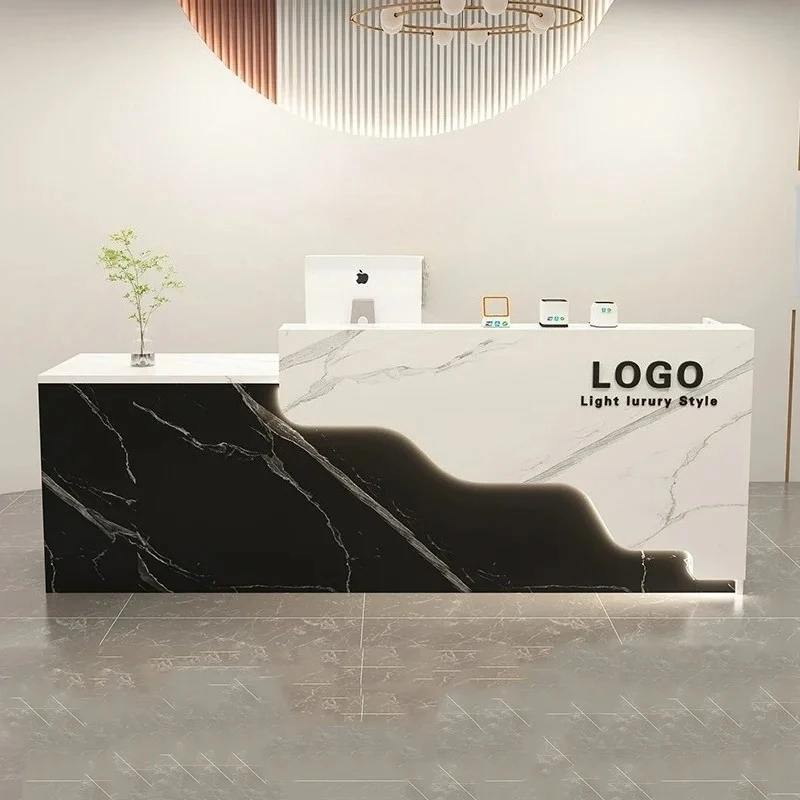 Luxury Nordic Reception Desk Design Cool Professional Aesthetic Reception Custom Retro Center Theke Empfang Furniture Office