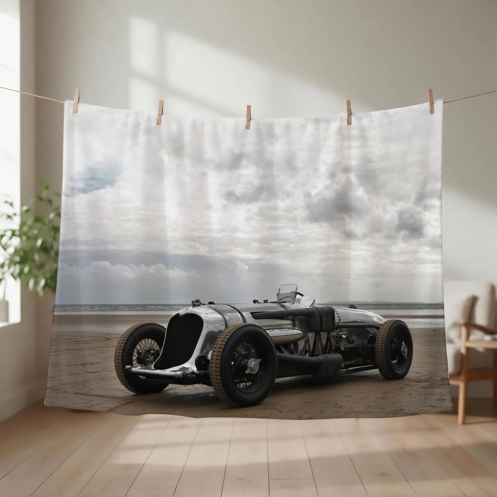 Napier Railton at Pendine Sands Throw Blanket couch cozy soft plush fuzzy picnic outdoor blanket