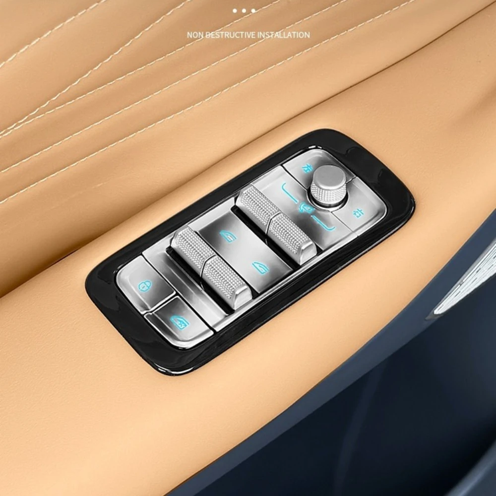Fit For Geely Galaxy Starship 7 EM-i Window Lift Panel Metal Button Sticker Protective Decoration Car Accessories