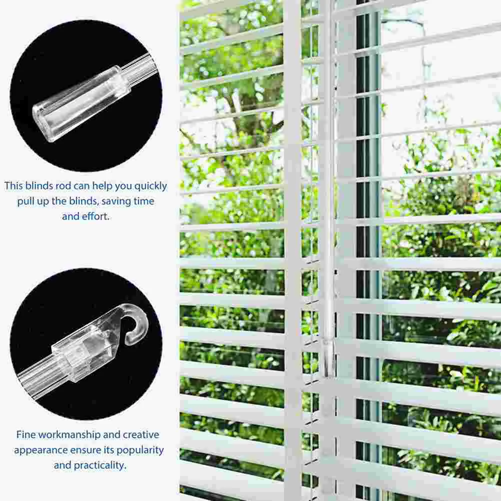 Window Blinds Venetian Rod Parts Replacement Tilt Wand Stick Sun Shade Transparent with Hook