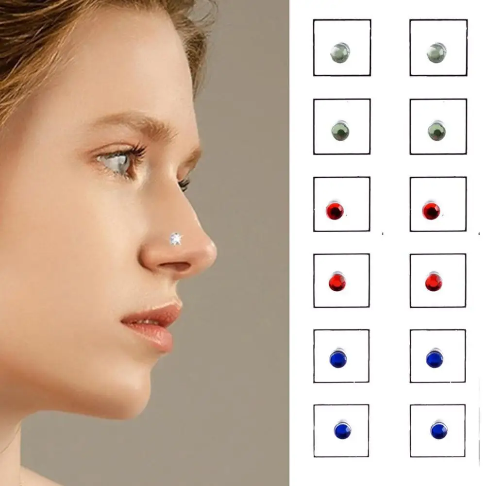 12PCS/Card Magnetic Fake Cheater Non Pierced Magnet Ear Tragus Cartilage Lip Labret Stud Nose Jewelry Magnetic Earring hot