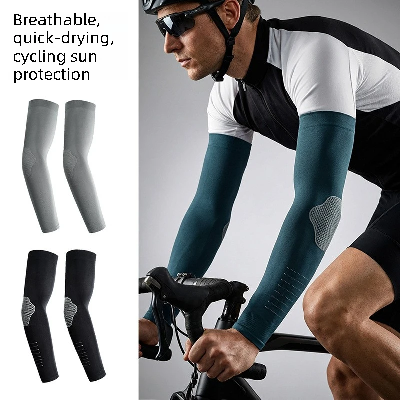 Summer Thin Nylon Elbow Protection Ice Silk Arm Sleeves Cool Breathable Quick Dry Seamless Arm Guard for Outdoor Hiking Camping