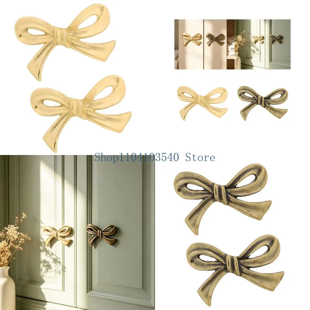 02DC Decorative Drawer Pull Metal Ribbon Cabinet Handle for Furniture Detail on Cabinets Dressers and Side Tables Home
