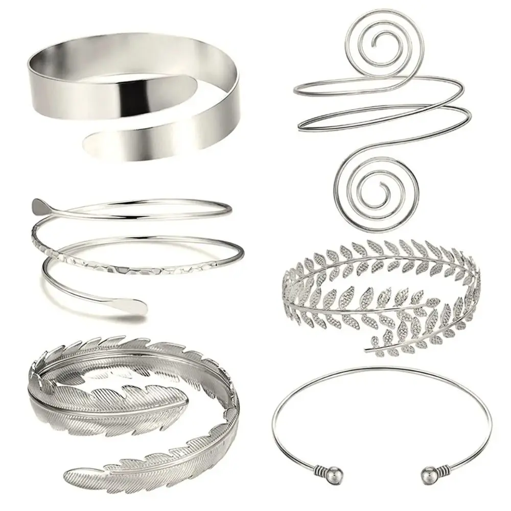 Ouverture argent métal brassard ensemble réglable feuilles dorées bras manchette Bracelets brassard alliage géométrie bras Bracelet bras accessoires