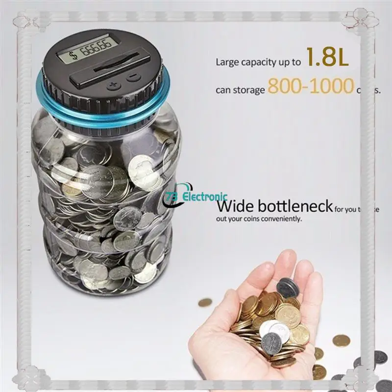 24-Hour Delivery 1 Piece Piggy Bank Coin Money Box Coins Storage Box Jar 1.8L Counter Electronic Digital LCD Counting C