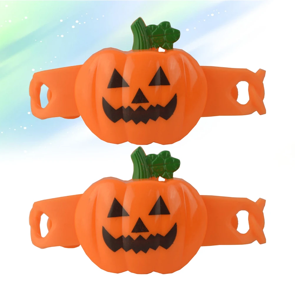 

2 Pcs Glowing Pumpkin Bracelet Bracelets Halloween Orange Flash Child Kid Gifts