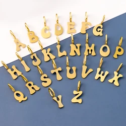 14K Gold-Plated Initial Charm Pendants - Minimalist Stainless Steel Alphabet DIY Jewelry for Women