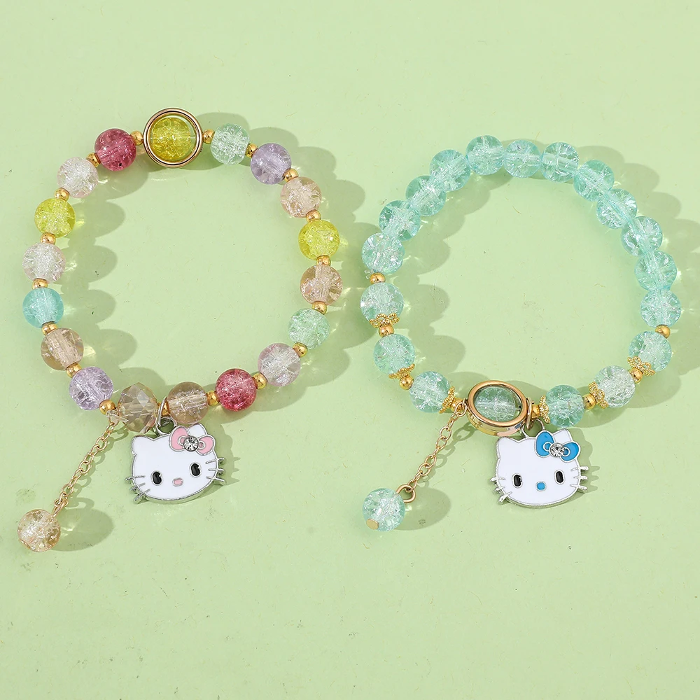 Colorful anime Japanese fashion cute ins Hello Kitty DIY beaded bracelet