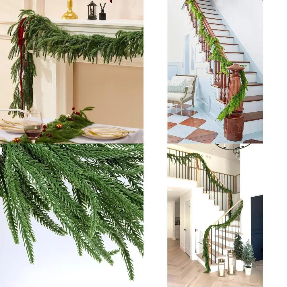 

Искусственная рождественская гирлянда Real Touch Greenery для каминной полки, лестницы, двери - зимний декор для дома (15 футов)