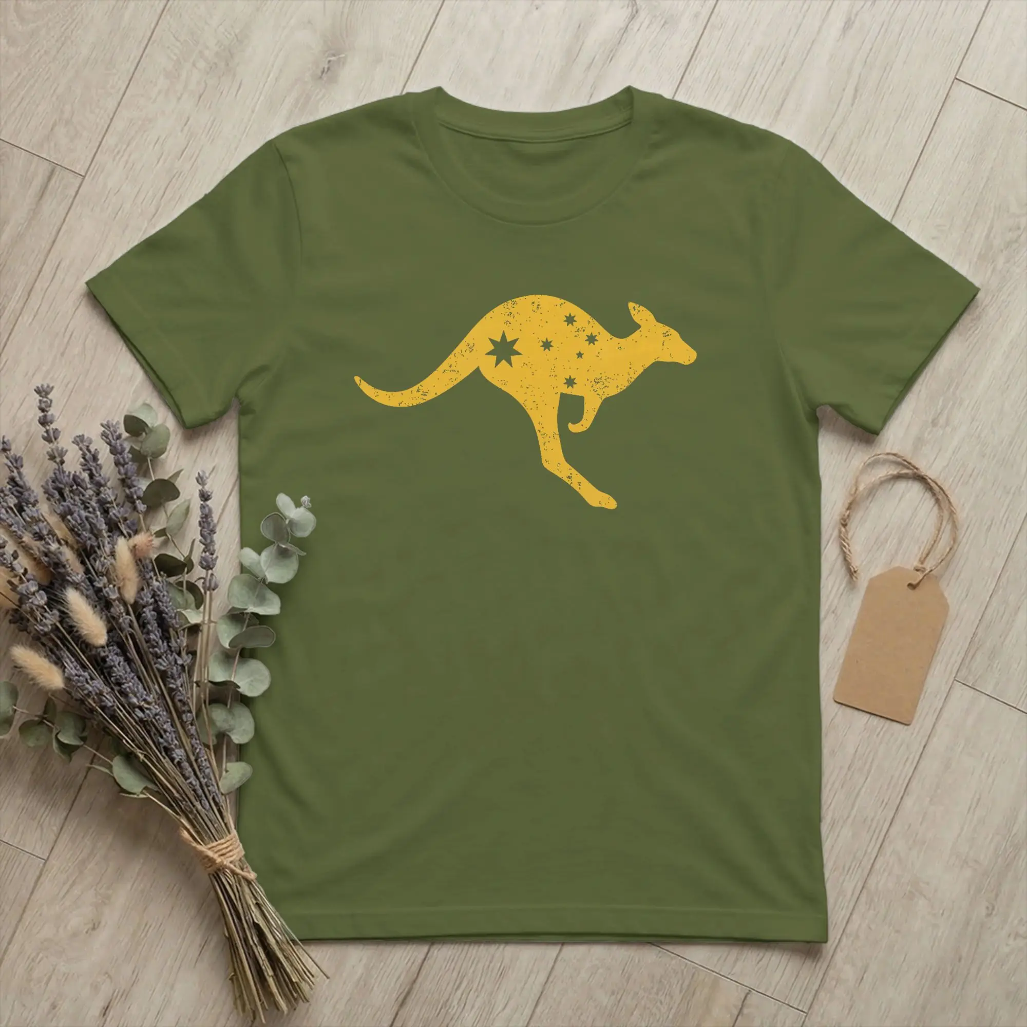 Australia Kangaroo Southern Cross T-Shirt for Men Aussie Flag Crazy Cotton Tees Round Neck Short Sleeve T Shirt 4XL 5XL Clothes