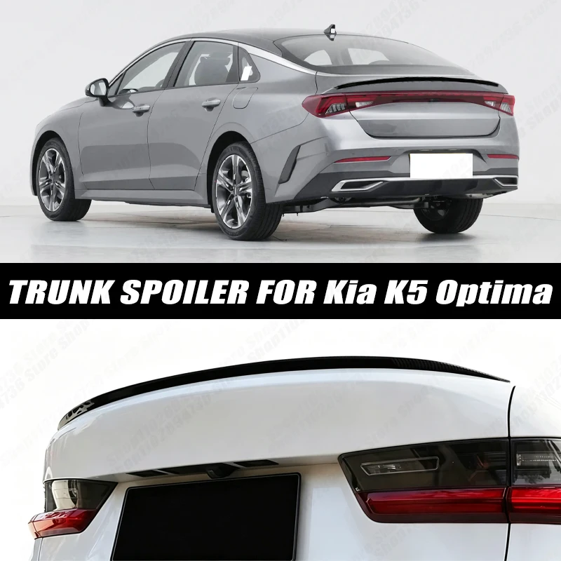 120CM Glossy Black Soft Rubber Universal Rear Trunk Spoiler 5D Carbon Look Tail Wing Fit For Kia K5 Optima Car Accessories