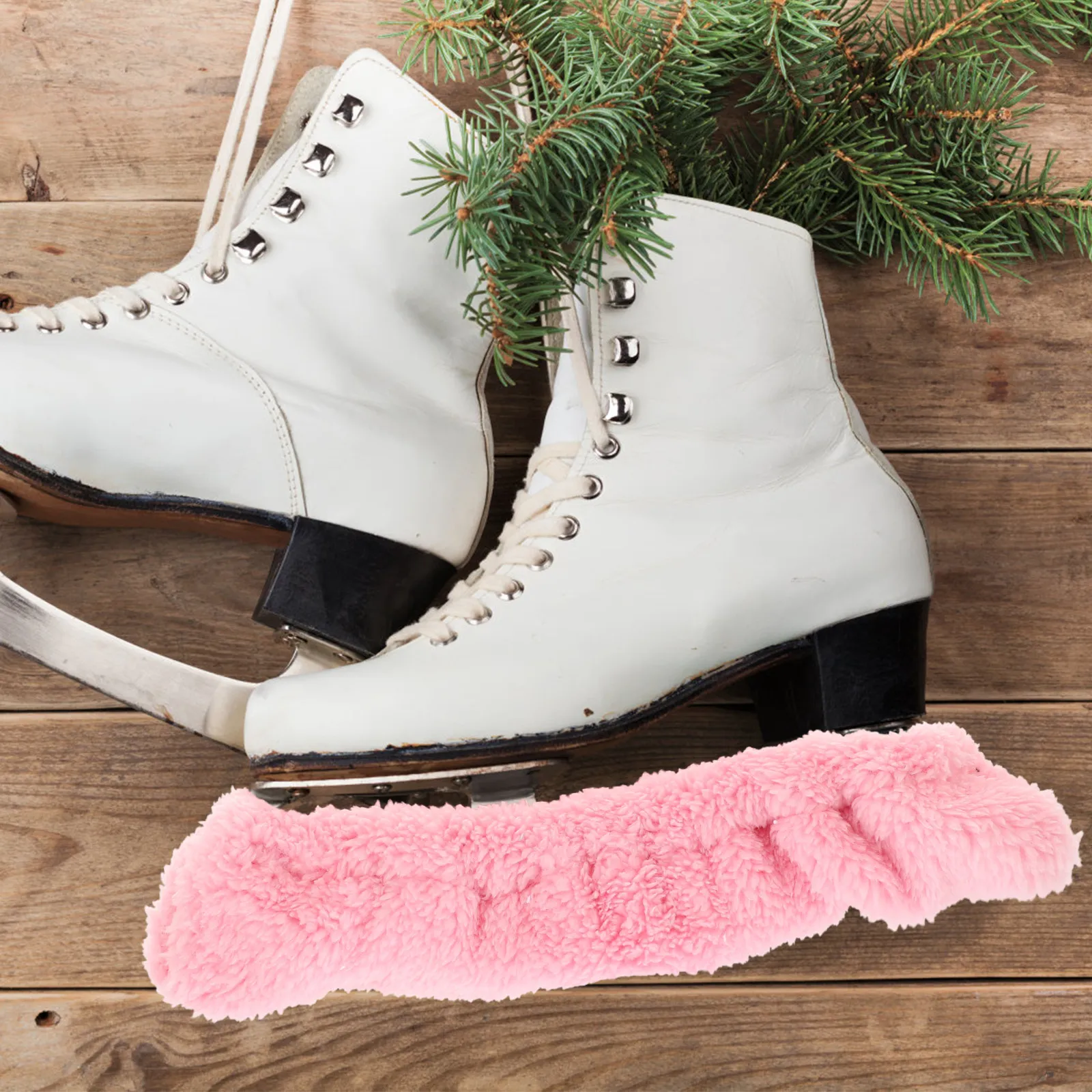 

2 Pair Kids Elastic Skate Covers Thick Water Absorbent Soft Skate Protector Ice Skates Hockey Figure Skating Supplies Light Pink