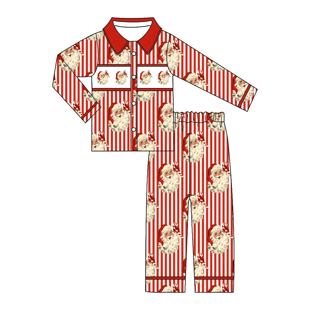 New High-Quality Children's Set Short-Sleeved Elastic Striped Cartoon Print Girl Boy Long-Sleeved Pajama Set Nightgown Girl Boy
