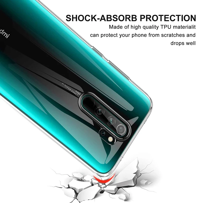 Funda a prueba de golpes para Xiaomi Redmi Note 8 Pro 8 8A 9 9S 9T 9A 9C 10 10S 11S 11 Pro, transparente suave 6