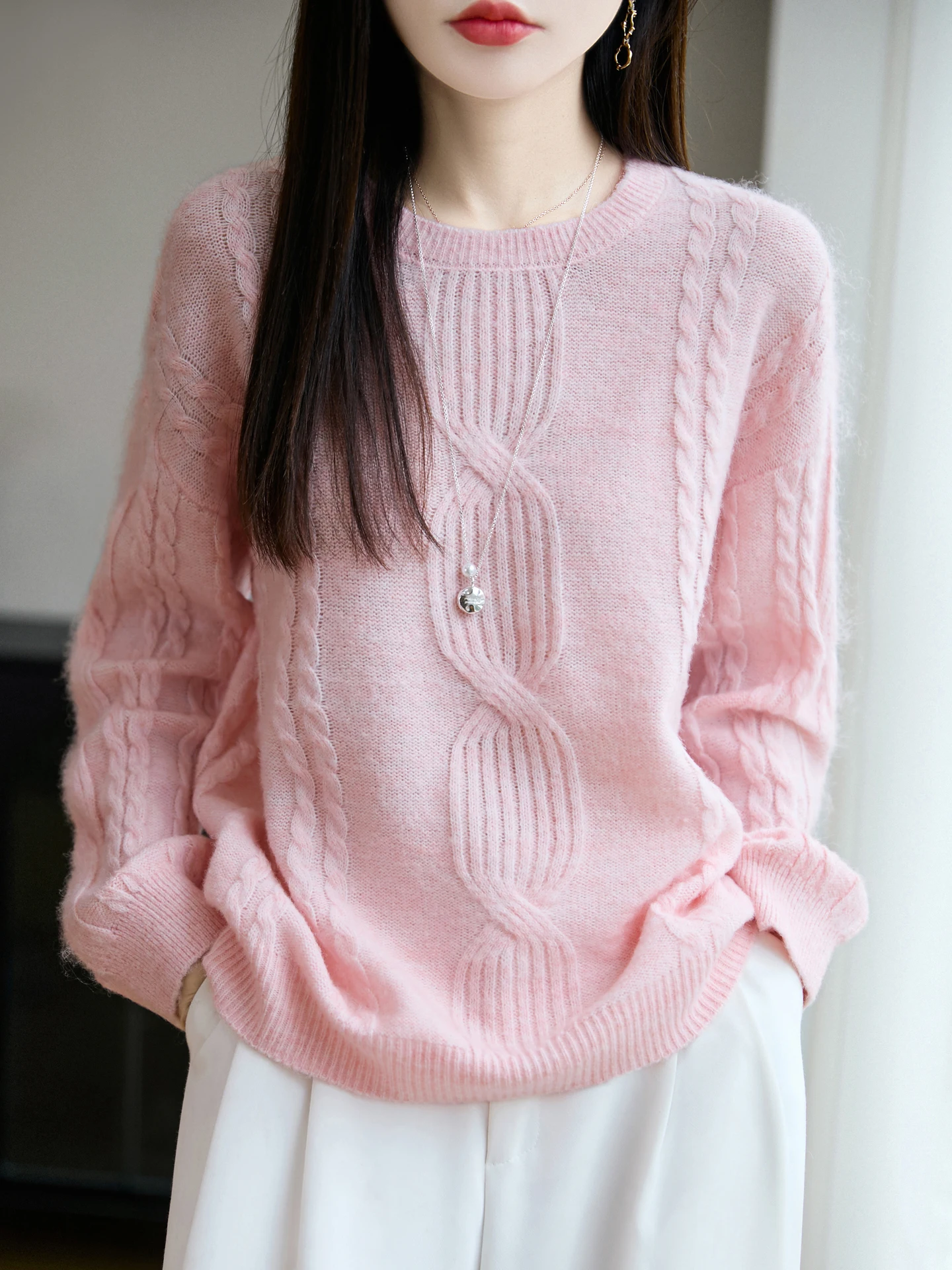 Elegant Autumn Winter Woman Sweater Luxury Ladies 30%Merino Wool Knitwear Casual Pullover Loose Female Long Sleeve Clothing Tops