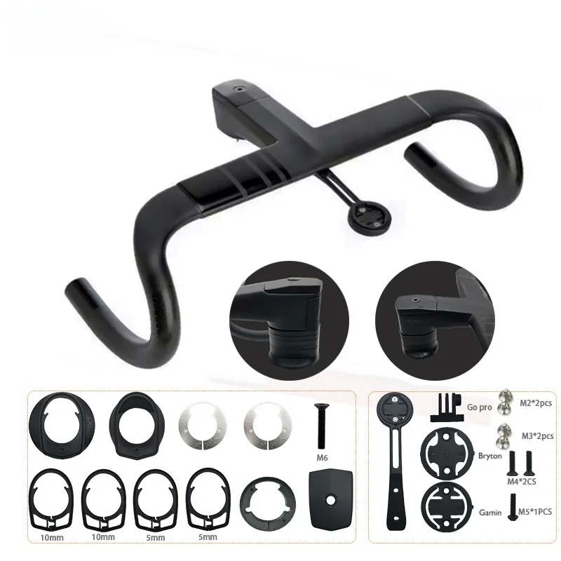

ALANEA Carbon Road Bicycle Handlebar with Full Internal Cable Routing Di2 Integrated Cockpit And Bike Computer Holder
