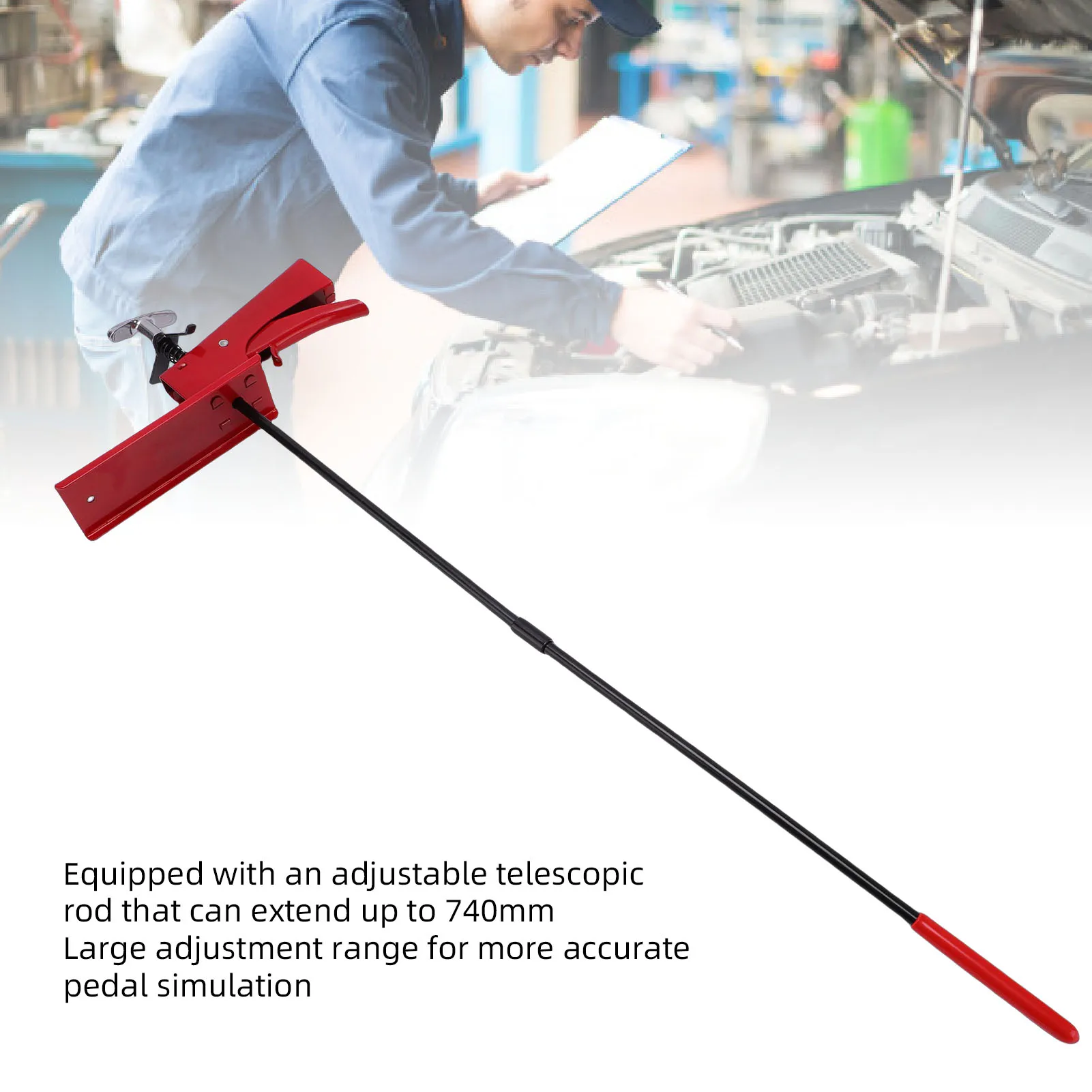 Brake Pedal Depressor Tool Adjustable 29in Carbon Steel Throttle Pedal Depressor Tool for Car Testing and Auto Maintenance 1pcs view 3