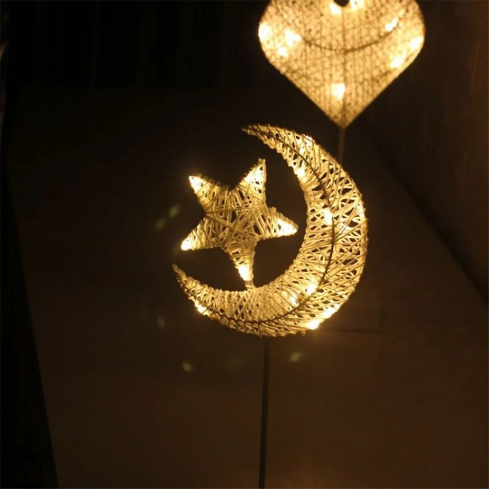 

1Pcs Star Moon Night Light LED Lamp Creative Rattan Design Warm White Illumination for Bedroom Living Room Christmas Holiday