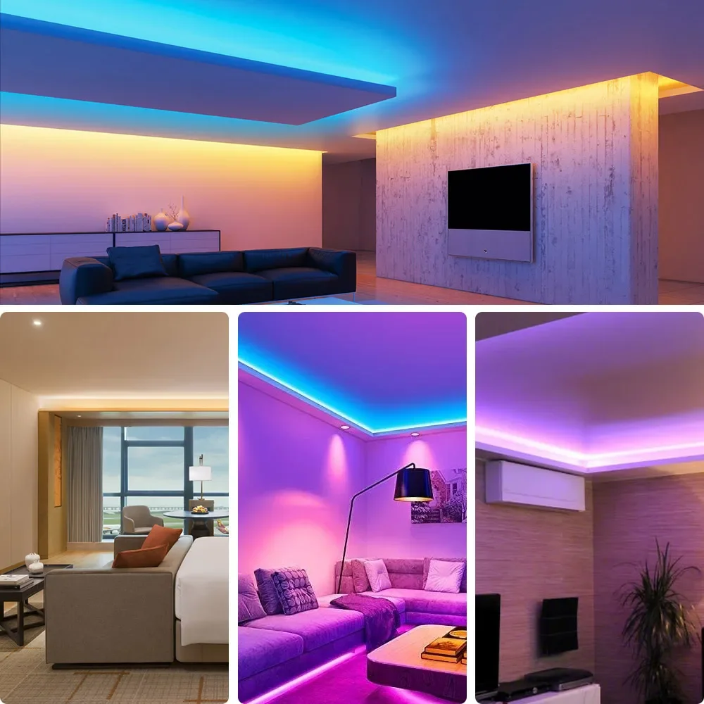 Imagem -06 - Rgb Cob Led Light Strip Smart Bluetooth App Fcob Soft Bending Lamp Decoração do Quarto Fita Decorativa Iluminação Atmosfera Dc24v