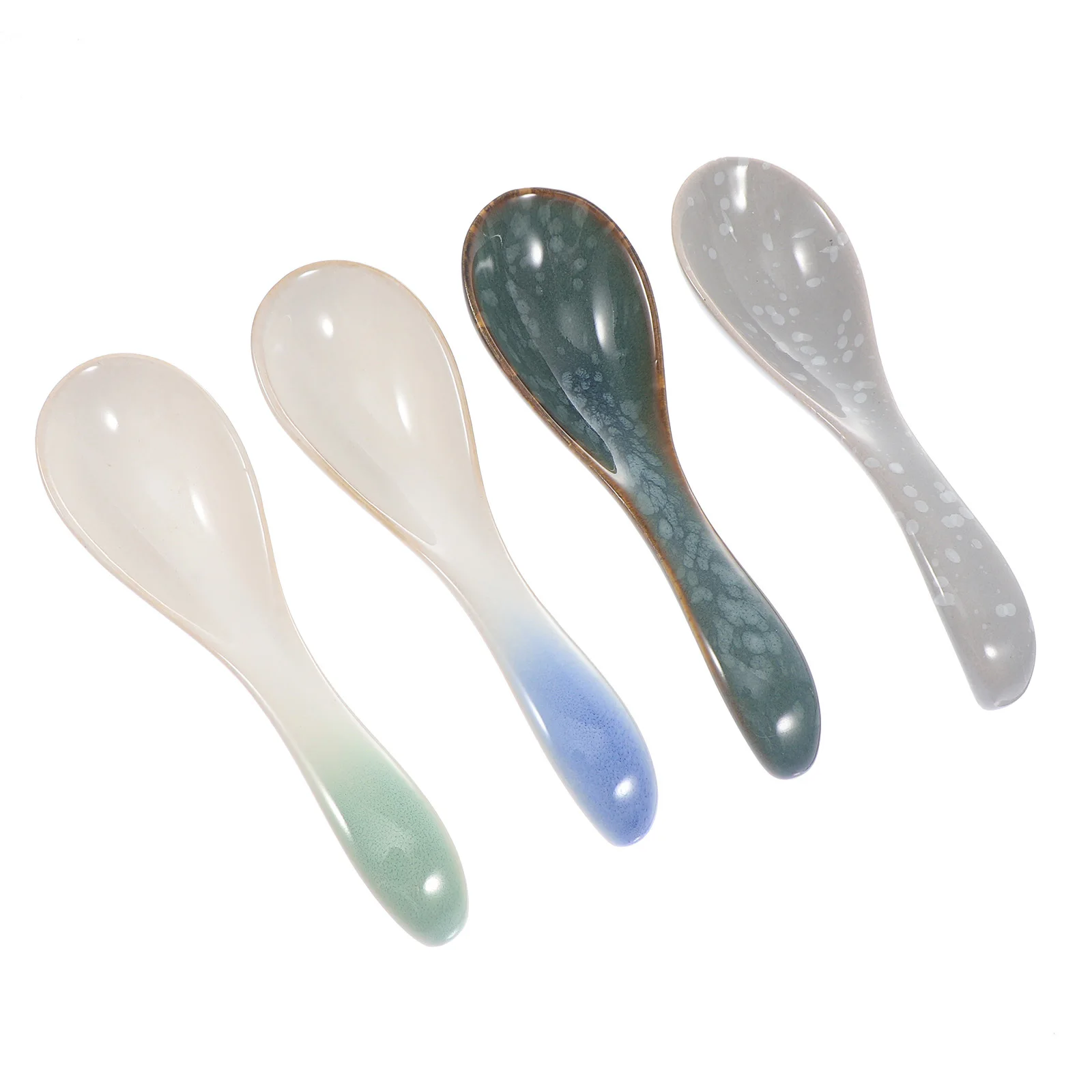 

4Pcs Exquisite Ceramic Soup Spoon Smooth Surface Easy Clean Retro Dessert Spoon for Kitchen Dining Room Yogurt Honey Use