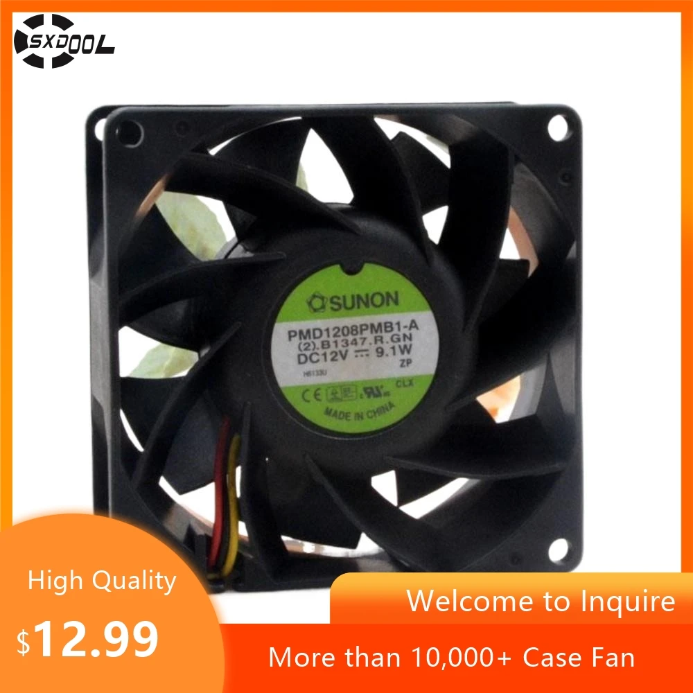 For SUNON PMD1208PMB1-A 8CM 12V 9.1W PWM Cooling Fan, 8038 for Servers, Data Centers, High-Efficiency Cooling