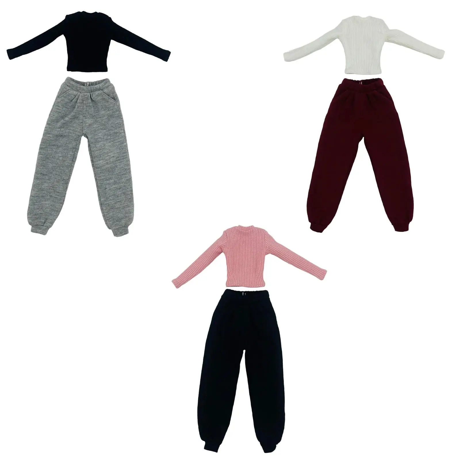 

1/6 Female Doll Clothes,Action Figures Clothes,Long Sleeved Knit Top and Sweatpants Handmade Costume for 12'' Female Dolls