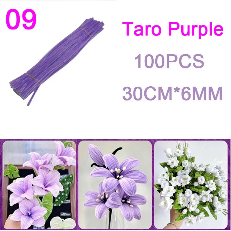 Kleurrijke Chenille-stengels, pijpenragers, pluche, glitterstengels, draadstokjes, DIY-pijpenragers, haarbloemen, handgemaakt knutselcadeau