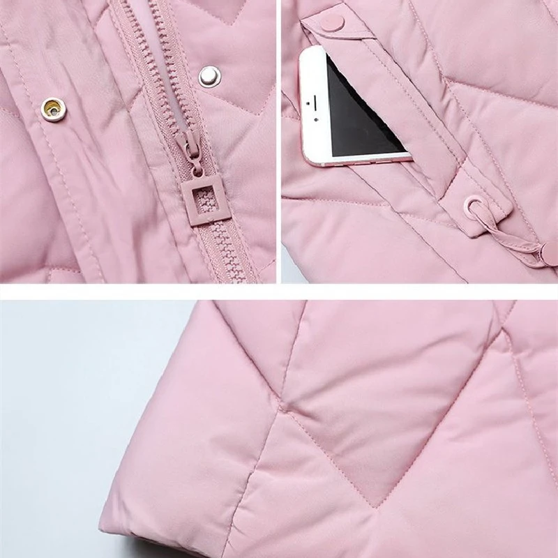 2023 New Winter Jacket Women Parka Big Fur Collar Hooded Thick Warm Long Female Coat Casual Outwear Down Cotton Jacket Parkas