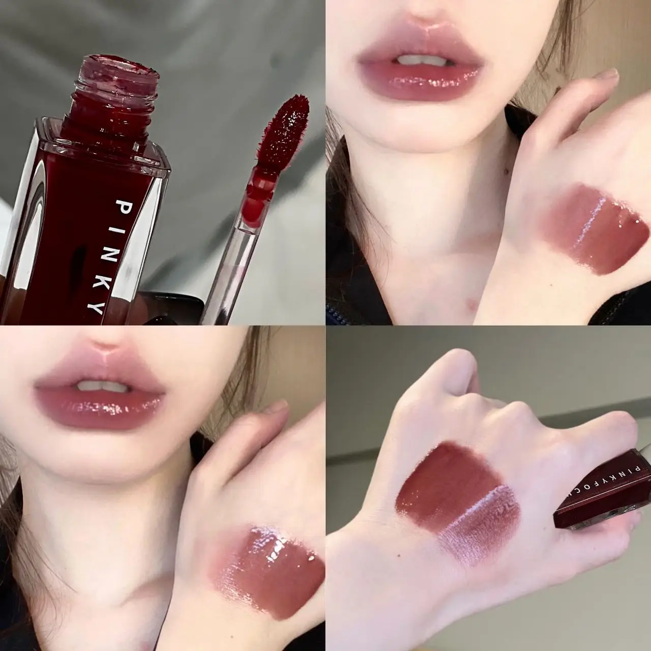 Pinkyfocus Mirror Lip Glaze - كوب مرطب، يدوم طويلاً، غير لاصق، يضيء لون البشرة، ملمع شفاه مقاوم للماء يخلق شفاه مرطب وممتلئ، مناسب لجميع ألوان البشرة، هدية العيد #3