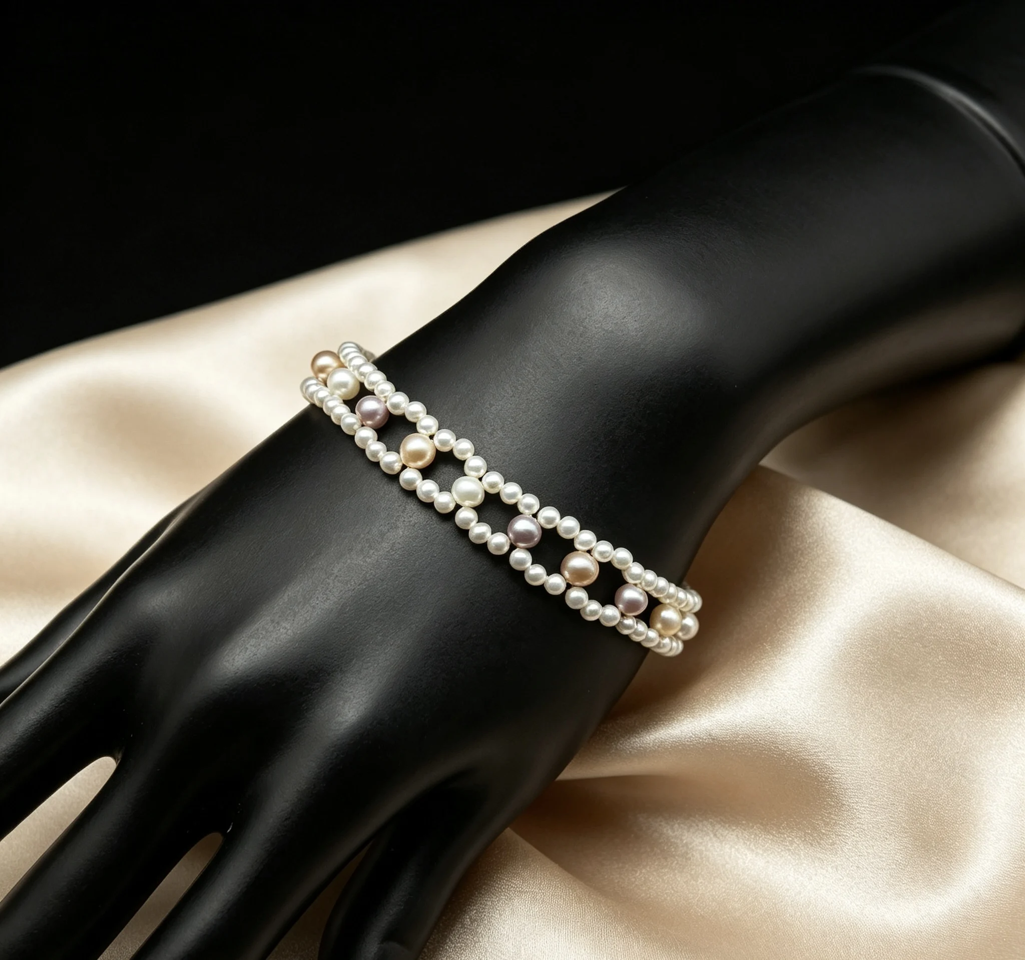 

Multicolor Pastel Pearl Bracelet with Openwork Design Everyday Elegance
