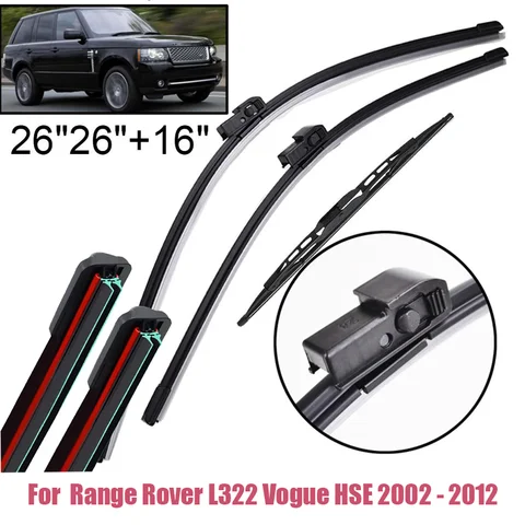 Комплект передних и задних щеток стеклоочистителя для Range Rover L322 Vogue HSE 2002-2012, 26"+26"+16