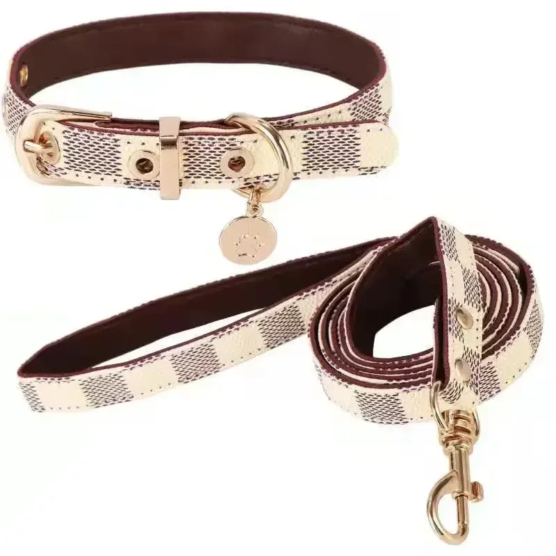 Tide brand presbyopic pet collar set Teddy Schnauzer dog collar traction rope luxury brand cat accessories wholesale