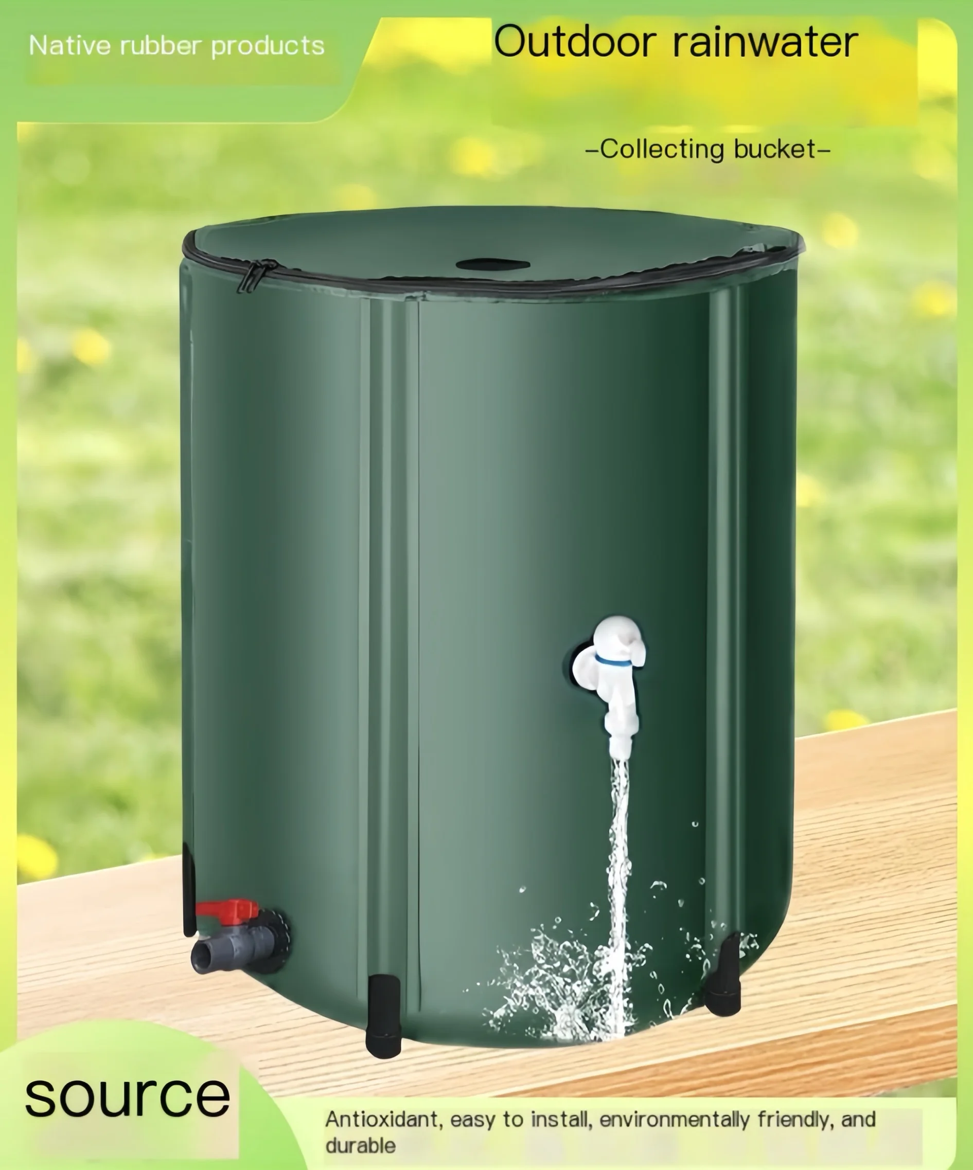 Seau de collecte des eaux de pluie de grande capacité, d'argile de cour de stockage, multifonctionnel, extérieur, ménage, tr/min, durable, 250L