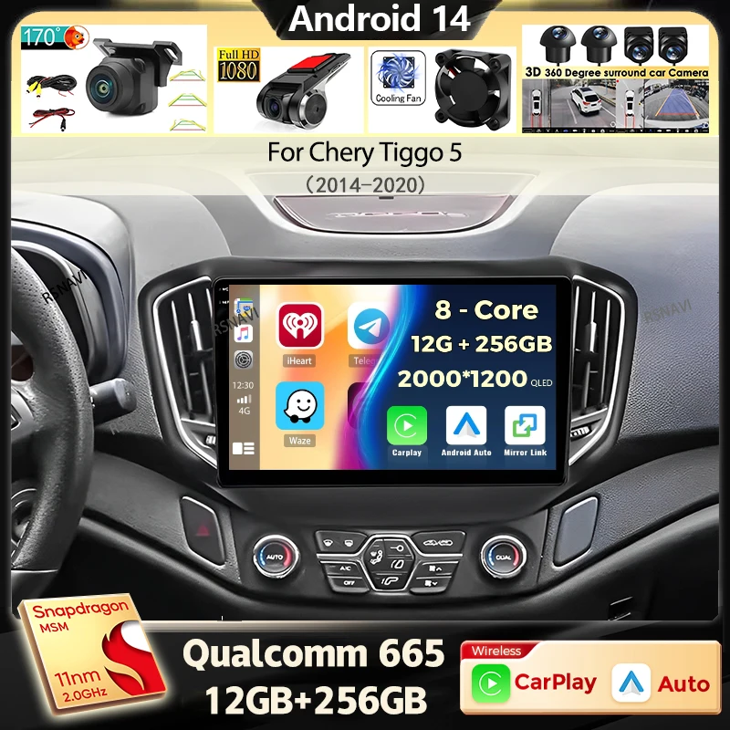 

Android14 Car Radio For Chery Tiggo 5 2014 2015 2016 2017 2018 2019 2020 Multimedia Player Stereo 2 Din GPS Carplay Auto WIFI+4G