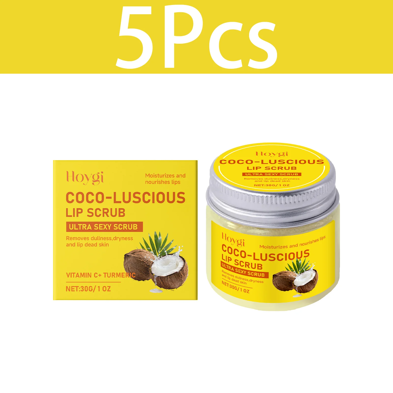 Kokosolie Lip Scrub Balsem Exfoliator Lippenmasker Verzachtend Verwijdert dode huidcellen Langdurige voeding Hydraterend Herstellend Zachte verzorging