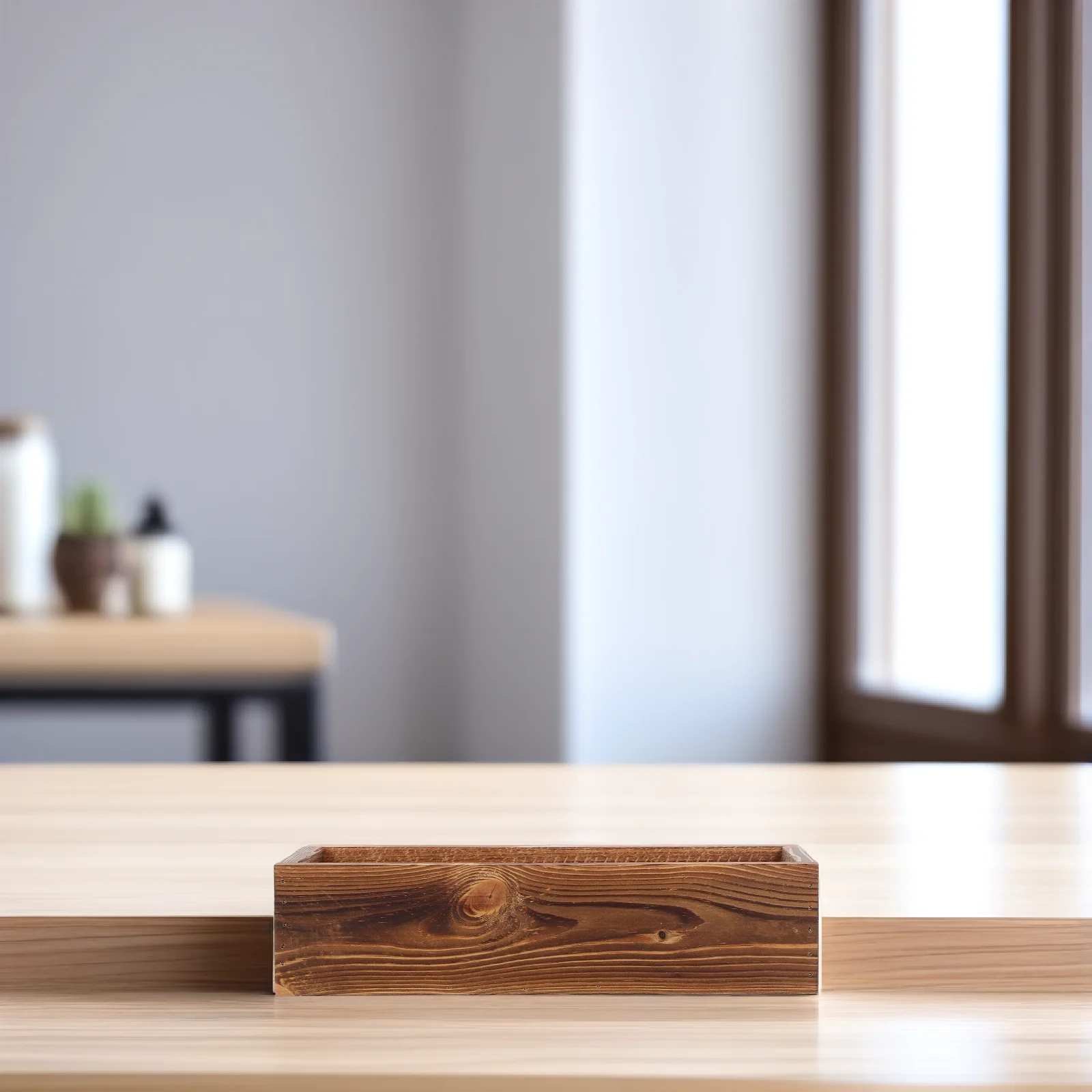 Maceta de Madera Rústica, Jardinera Rectangular Hecha a Mano para Decoración de Oficina, Hogar y Jardín, Jardinera de Madera para Alféizar de Ventana