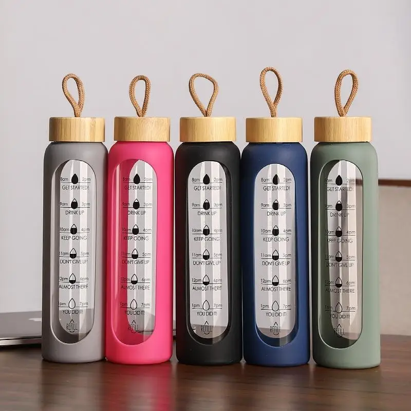 

Portable Borosilicate Glass Water Bottle 1L Leakproof Large Capacity Lightweight for Yoga Sports Travel Convenience