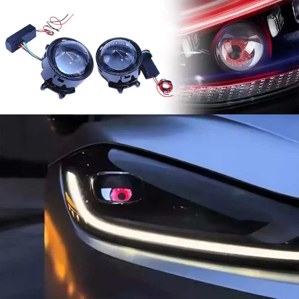 1/2PCS Dynamic 3 Inch Devil Eyes Lens Lights For 12v Car WIFI Control Eyes Retrofit Kits Headlight Assembly Auto Accessorie C7P7