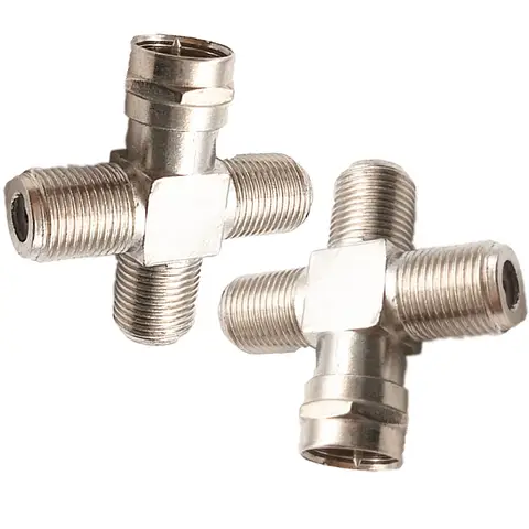 2PCS 4-Way F-Type Connector Splitter Imperial System F Female To Male Adapter for Cable TV Satellite RG6 Coaxial Cable Low Loss