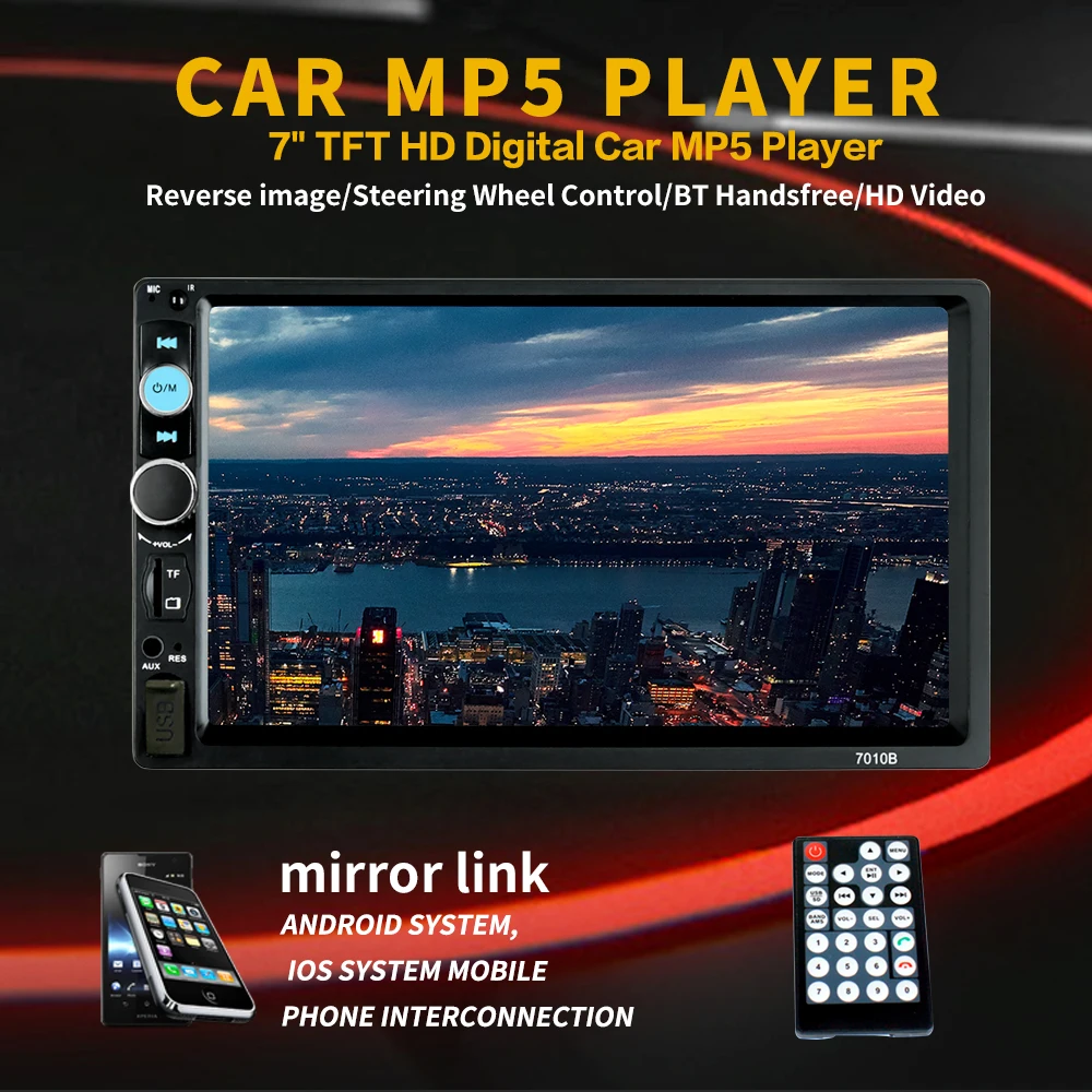 2din Car Radio Multimedia Stereo FM USB AUX Bluetooth Autoradio 7010B Universal MP5 Player Mirror Link Support Rear View Camera