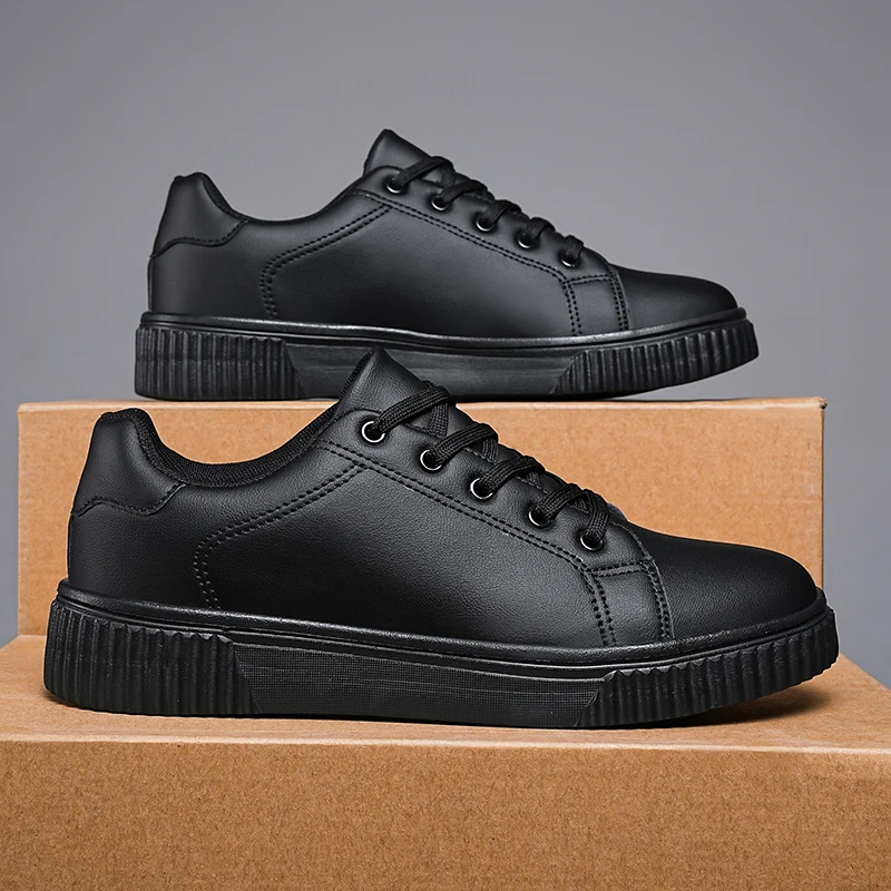 YRZL Mens Shoes Casual PU Leather Waterproof Lightweight Walking Shoes Non Slip Wear Resistant Comfortable Sneakers for Men - Image 2