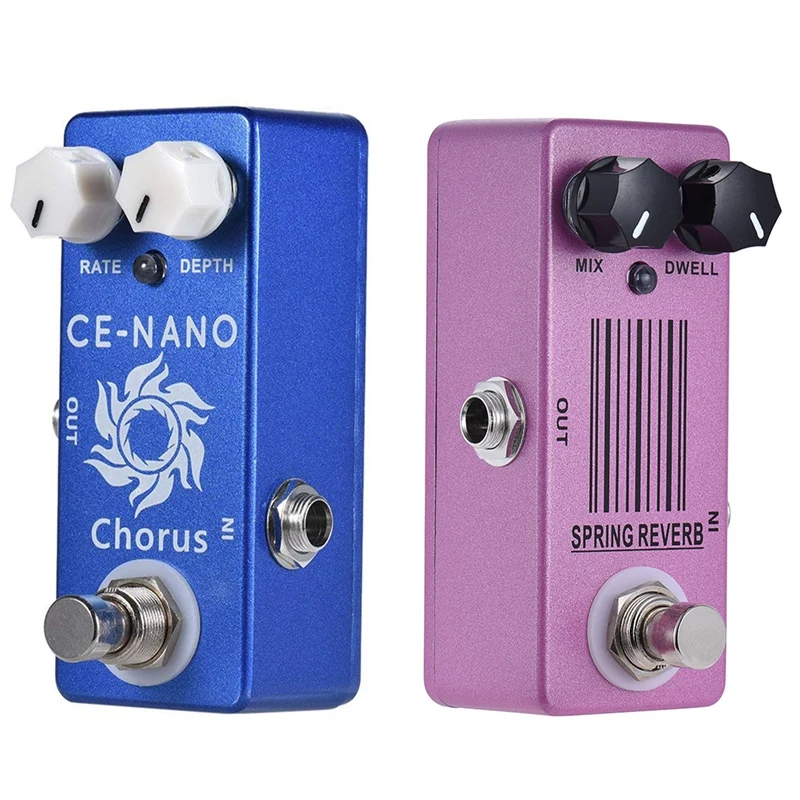 

MOSKY 2 Pcs MP-51 Spring Reverb Mini Single Guitar Effect Pedal True Bypass Guitar Parts Accessories Purple & Blue