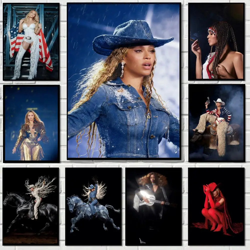Singer B-beyonce Poster Self-adhesive Decal Living Room Bedroom Party Bar Decor Moisture-proof Fade-resistant