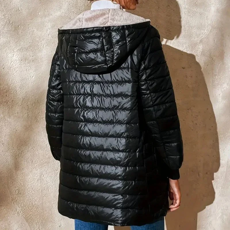 2024 Winnter New Quilted Jacket Women Loose Thickened Down Jacket Zippers Hooded Casual Jackets High Quality Clothing