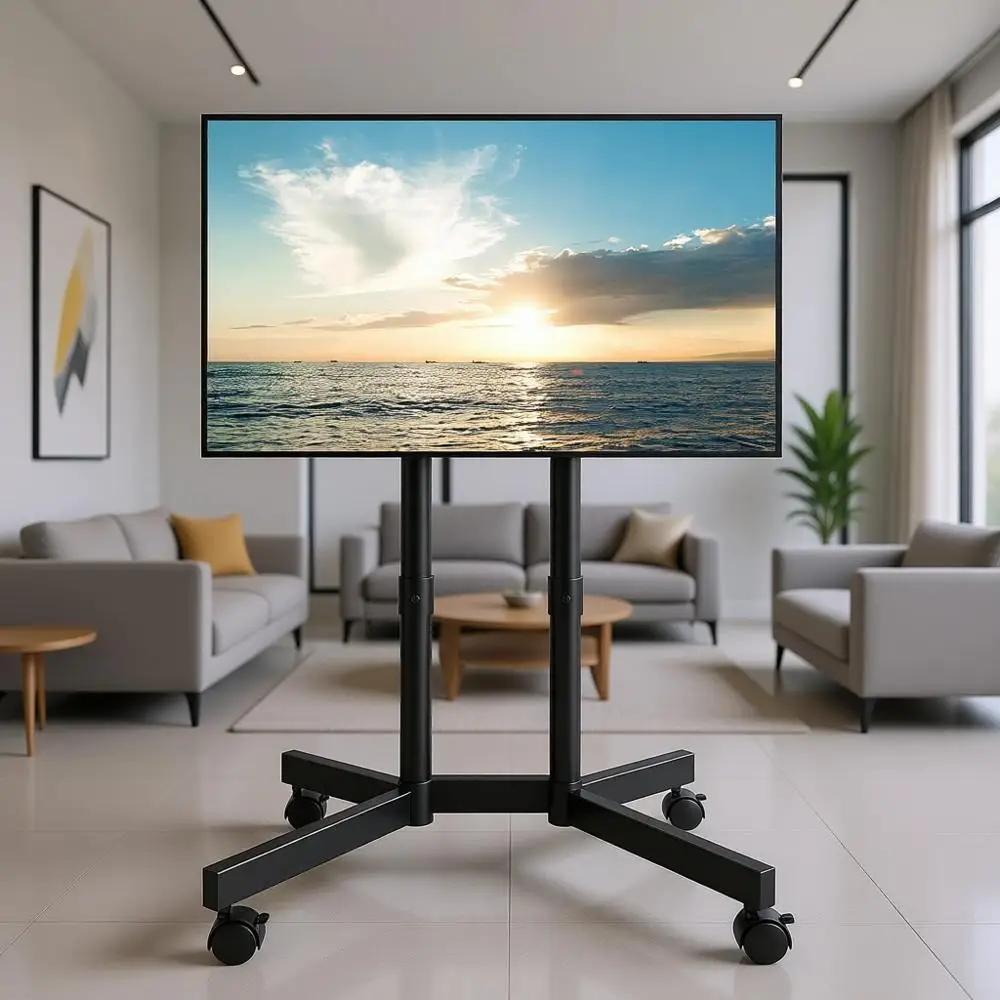 

Регулируемая по высоте передвижная подставка для телевизоров 32-75 дюймов, выдерживает до 50 кг, двухколонная конструкция, система организации кабелей, подходит для использования в помещении