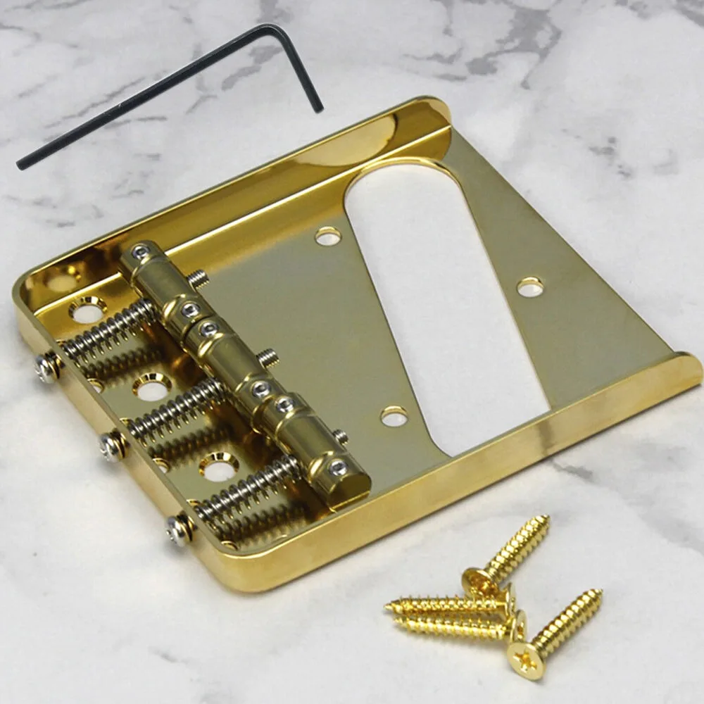 6 Individual Brass Saddles Tele Telecaster Ashtray Bridge Gold / Silver Art New Saddles with Screws for Electric Guitar